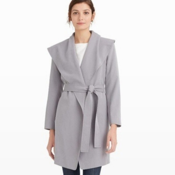 Club Monaco Hanne Wrap Trench Coat Light Gray Lyocell with Waist Belt XS - Picture 16 of 16